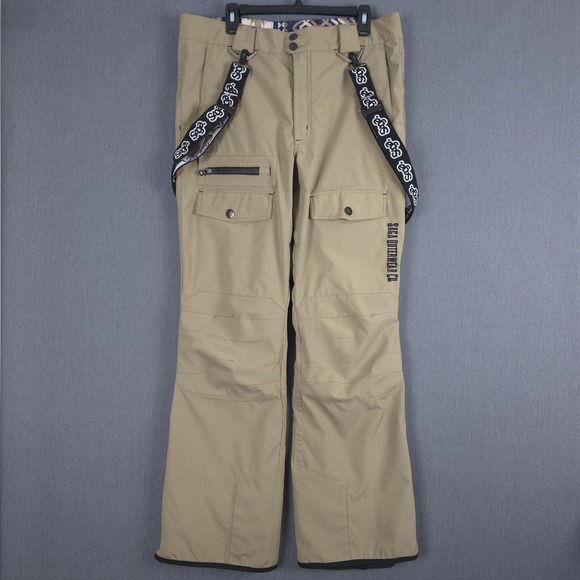 Saga Outerwear Other - Saga Outerwear Snowboard Cargo Pants Mens Large Khaki Vented Suspenders Ski